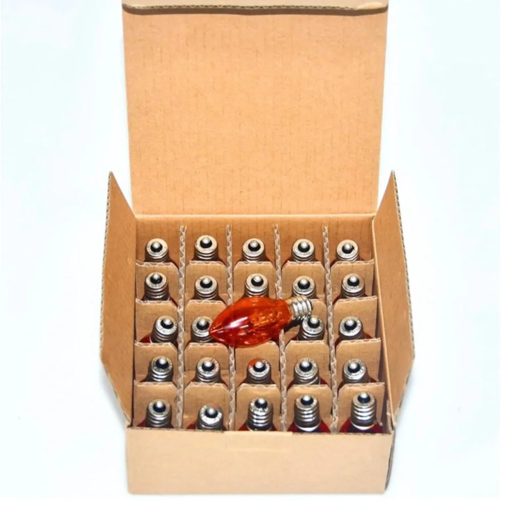 C9 replacement bulbs for indoor and outdoor use. Includes 25 pieces. Holiday